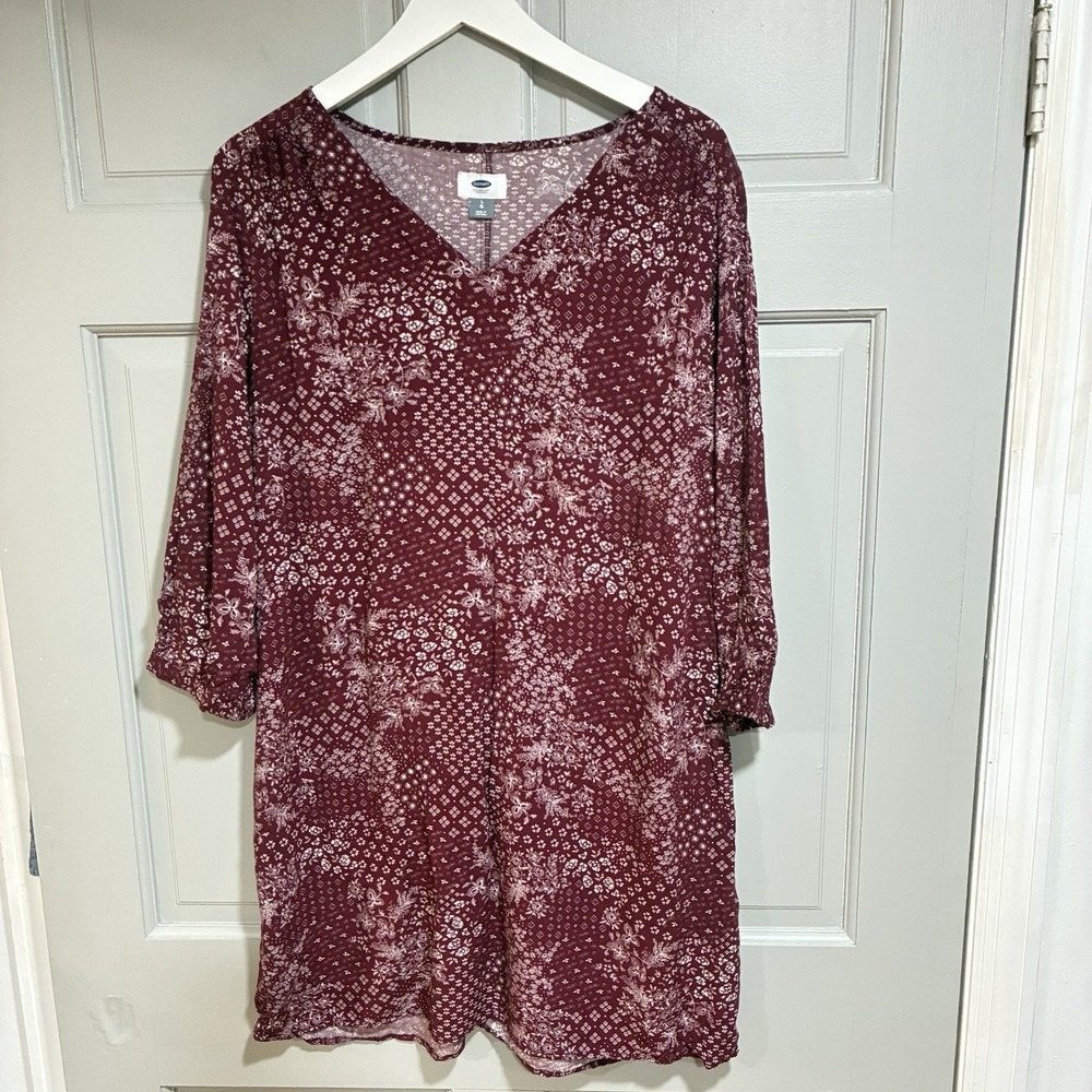 Old Navy‎ Womens Dress Size Large V-neck 3/4 sleeve lightweight sheath Flowy